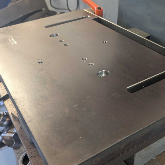 Right Side View of Clamp Style Base Plate for Karachi Fly Press