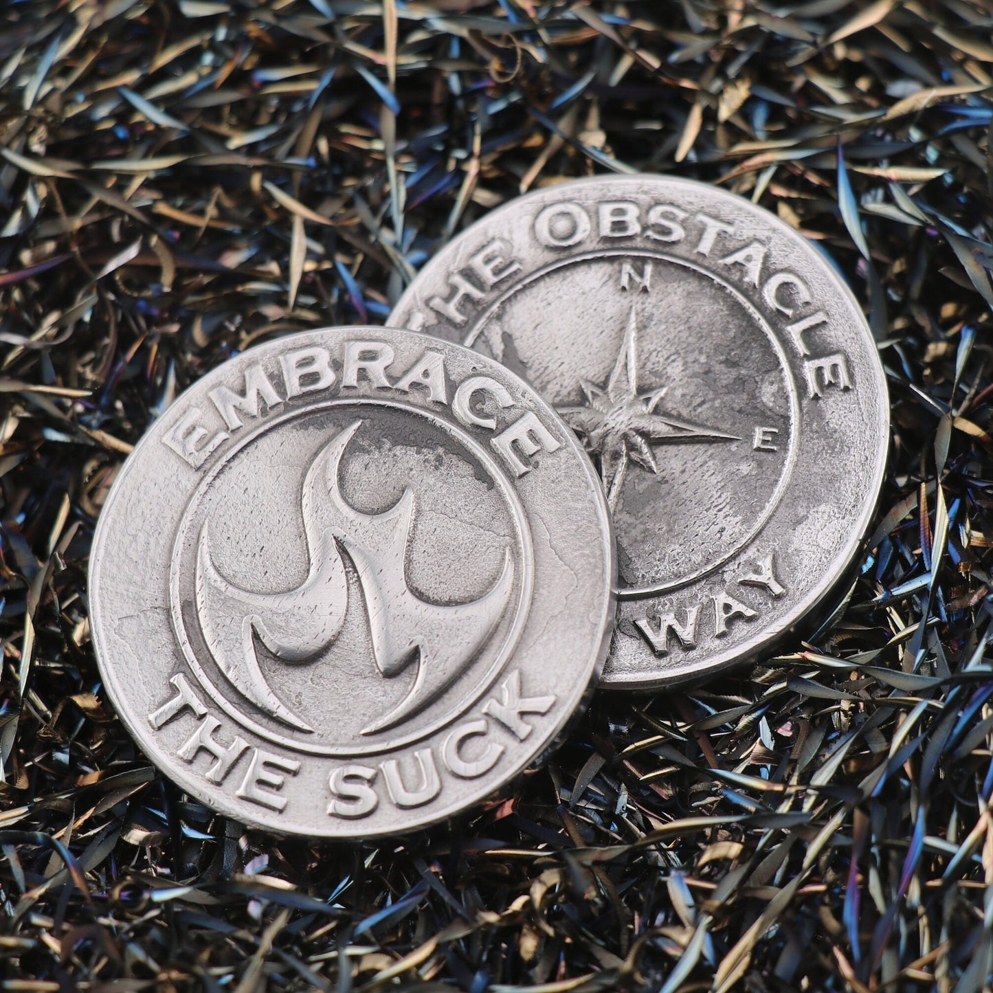 Forged Stoic Coin - "The Obstacle is the Way" & "Embrace the Suck"