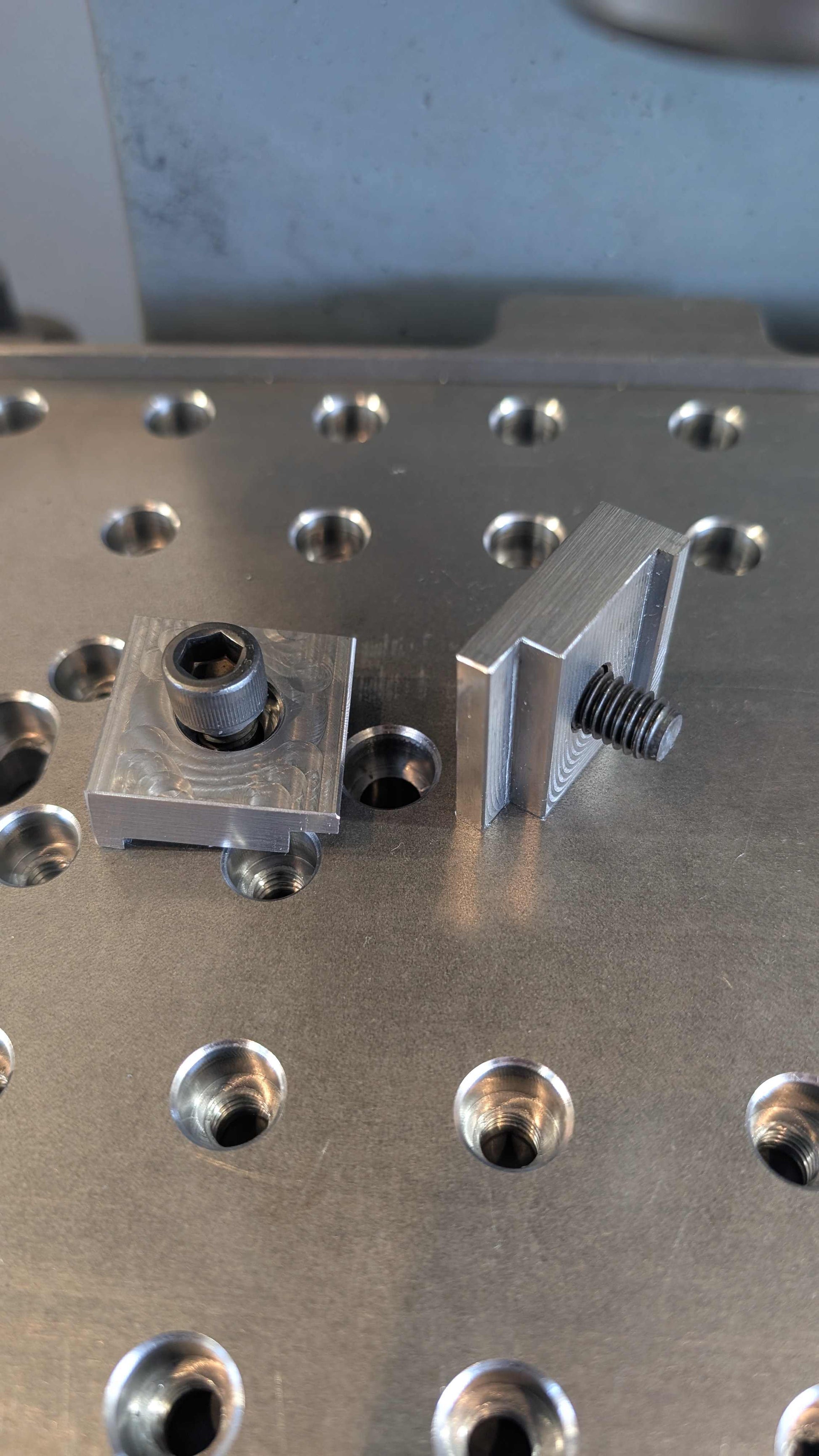 Toe clamps used to tighten down bottom tools and set ups for Blacksmith Fly Press