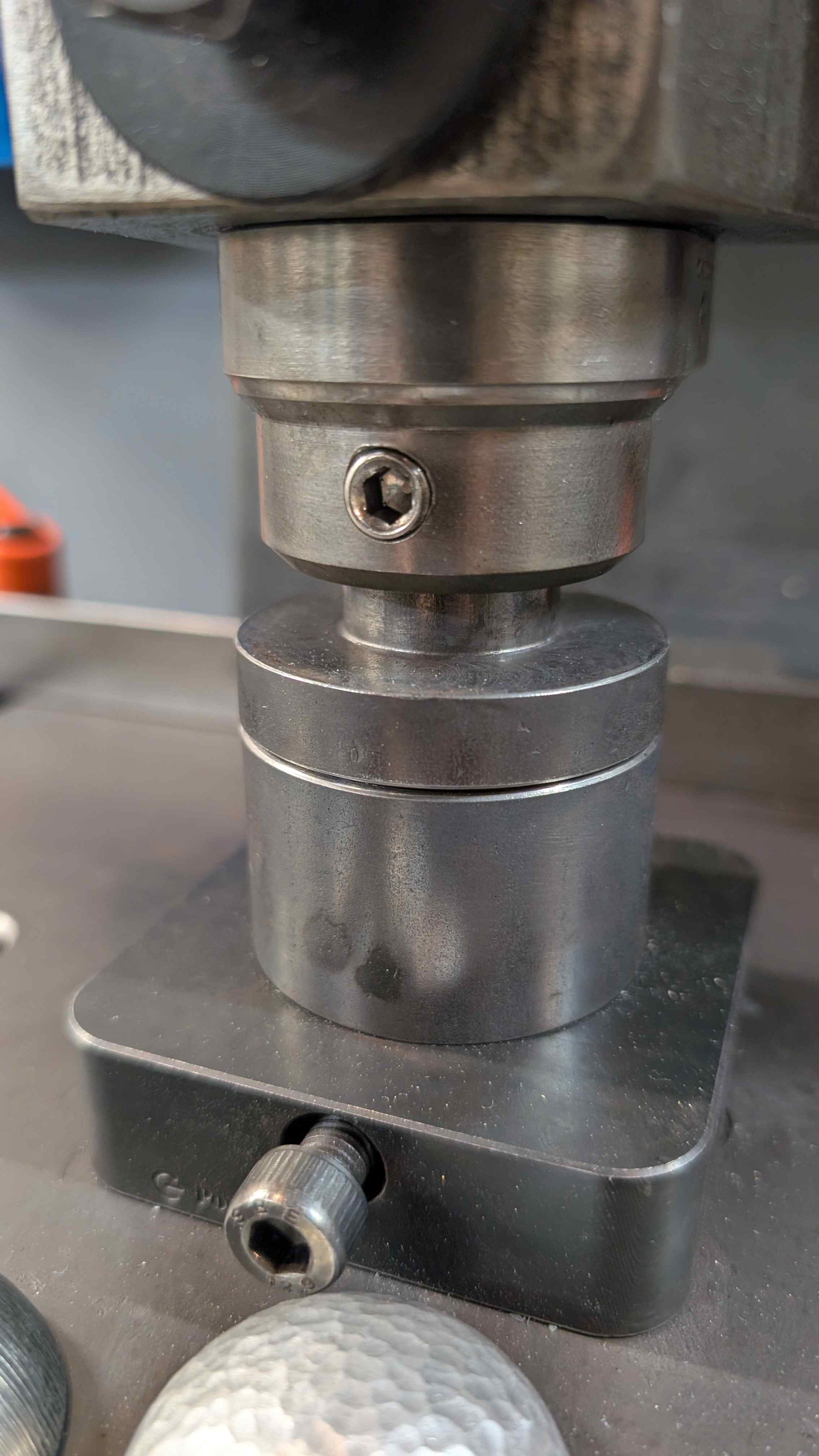 Metalworking dies in a closed position with perfect alignment.