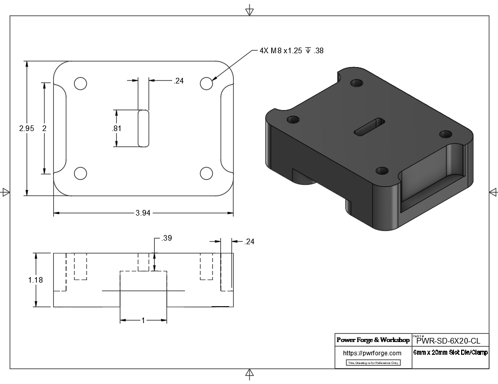 Clamp Style Slot Die for 6 mm × 20 mm Punch